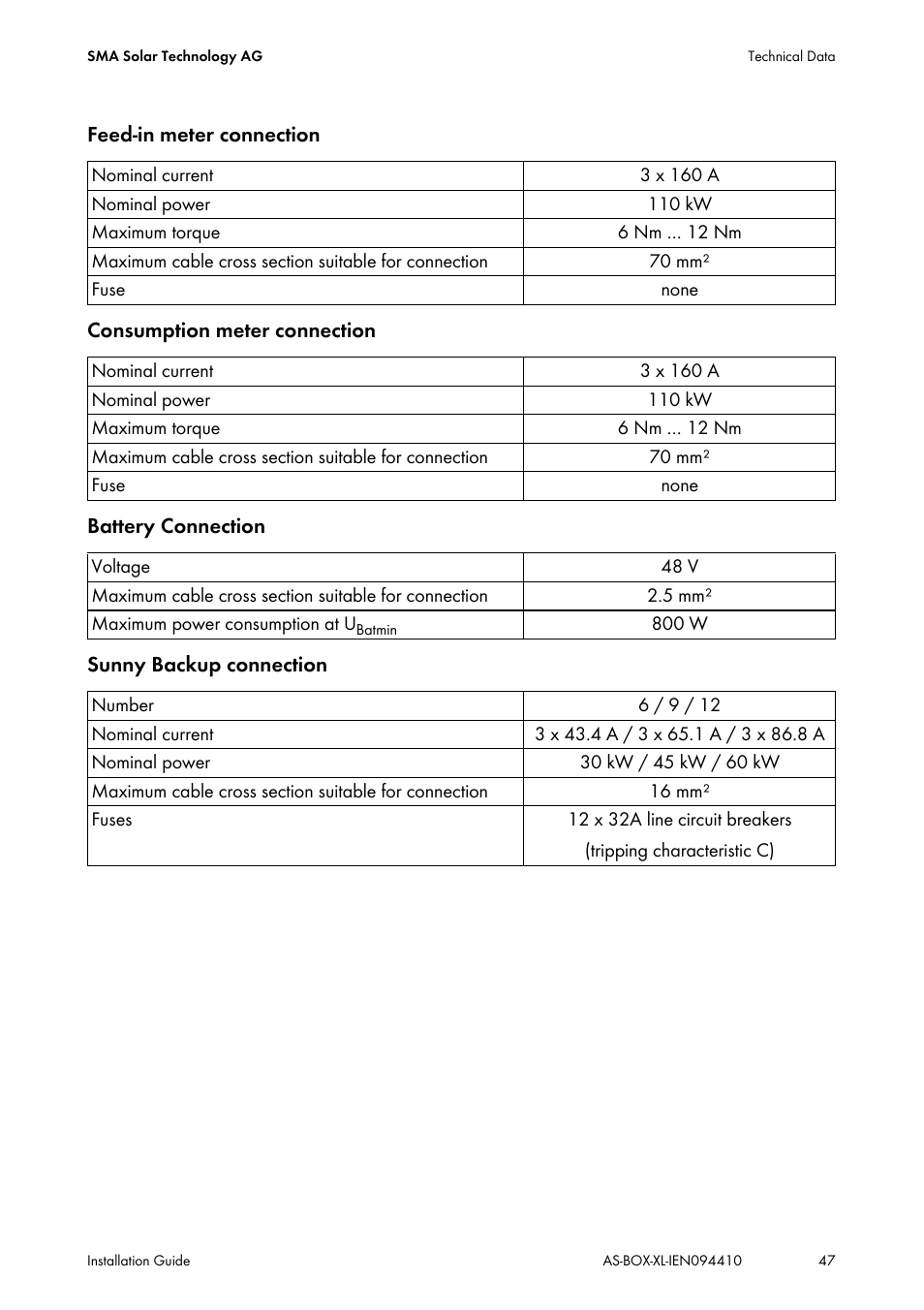 SMA AUTOMATIC SWITCH BOX XL User Manual | Page 47 / 54