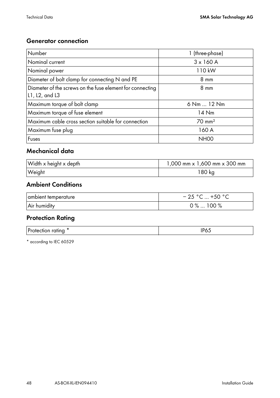 SMA AUTOMATIC SWITCH BOX XL User Manual | Page 48 / 54