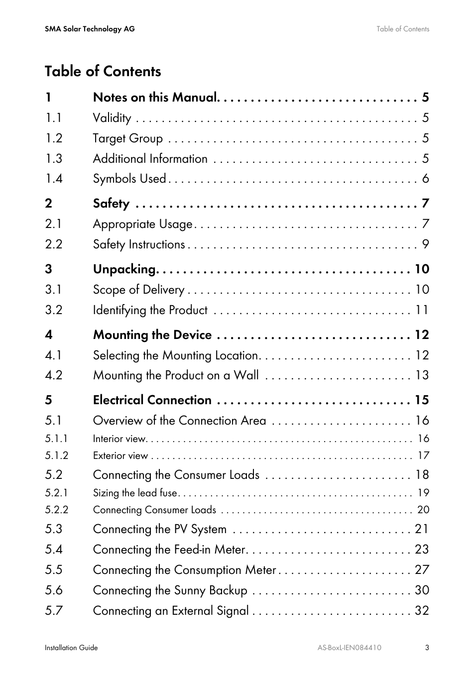 SMA AUTOMATIC SWITCH BOX L User Manual | Page 3 / 48
