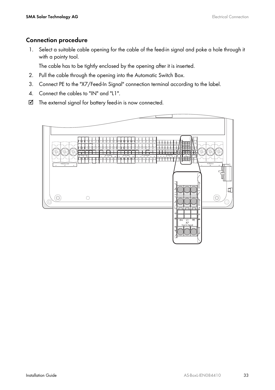 Connection procedure | SMA AUTOMATIC SWITCH BOX L User Manual | Page 33 / 48