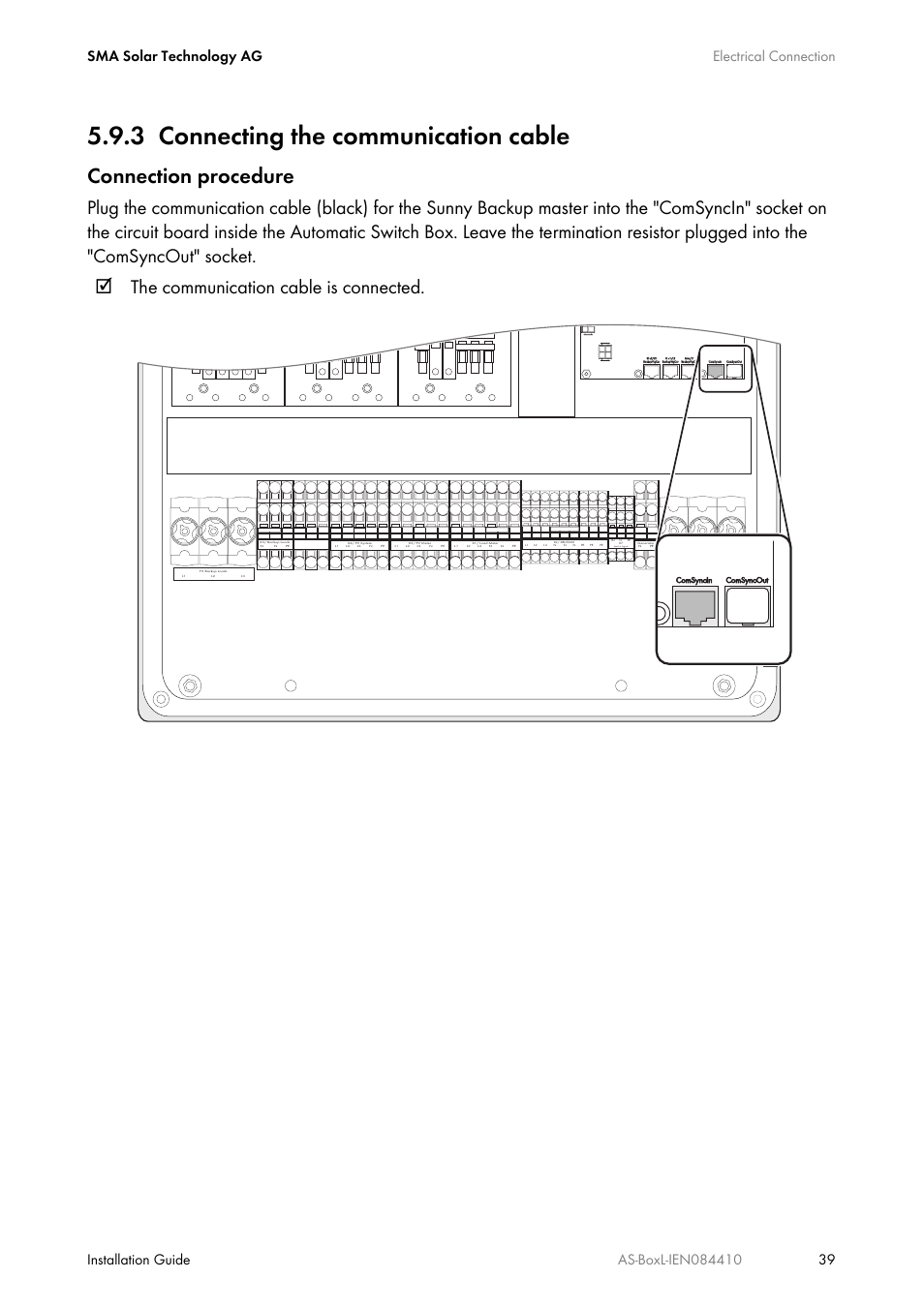 3 connecting the communication cable, Connecting the communication cable, Connection procedure | SMA AUTOMATIC SWITCH BOX L User Manual | Page 39 / 48