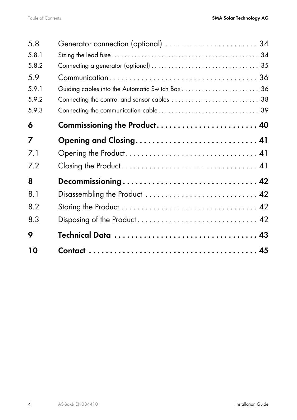 SMA AUTOMATIC SWITCH BOX L User Manual | Page 4 / 48