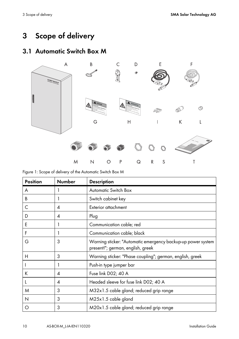 3 scope of delivery, 1 automatic switch box m, Scope of delivery | Automatic switch box m | SMA AUTOMATIC SWITCH BOX M-20 User Manual | Page 10 / 64