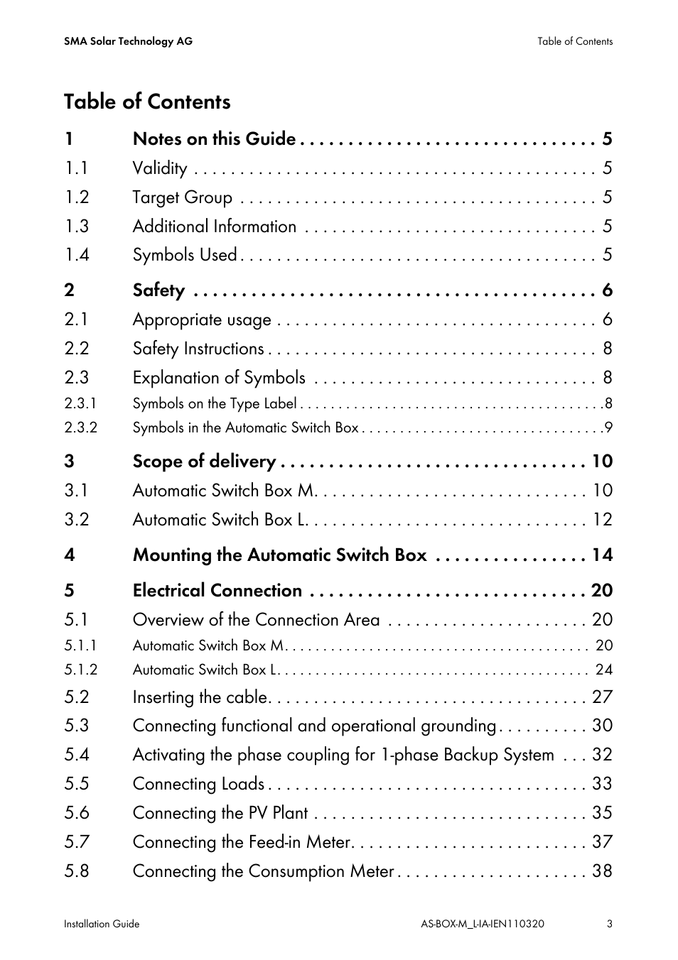 SMA AUTOMATIC SWITCH BOX M-20 User Manual | Page 3 / 64