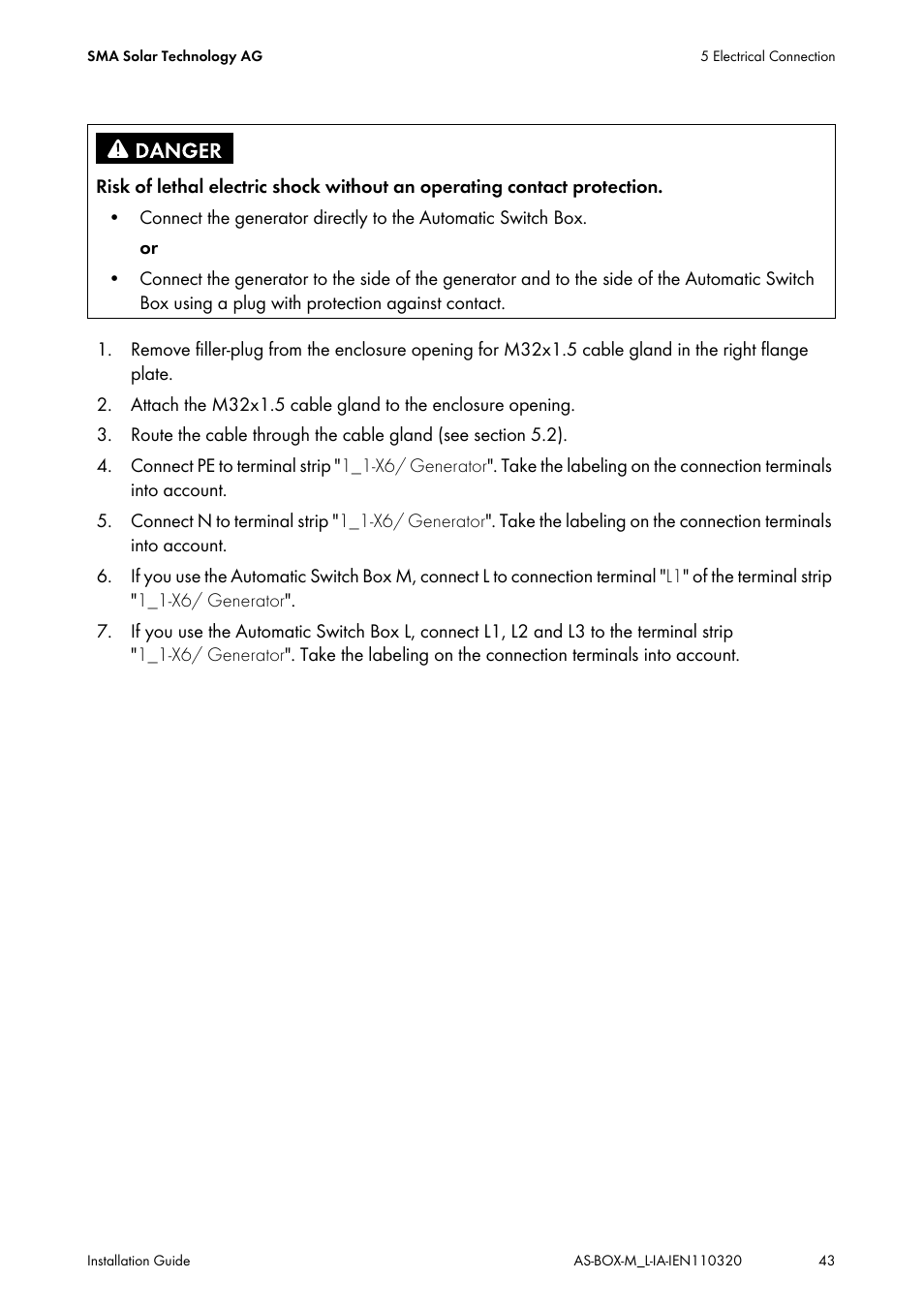 SMA AUTOMATIC SWITCH BOX M-20 User Manual | Page 43 / 64