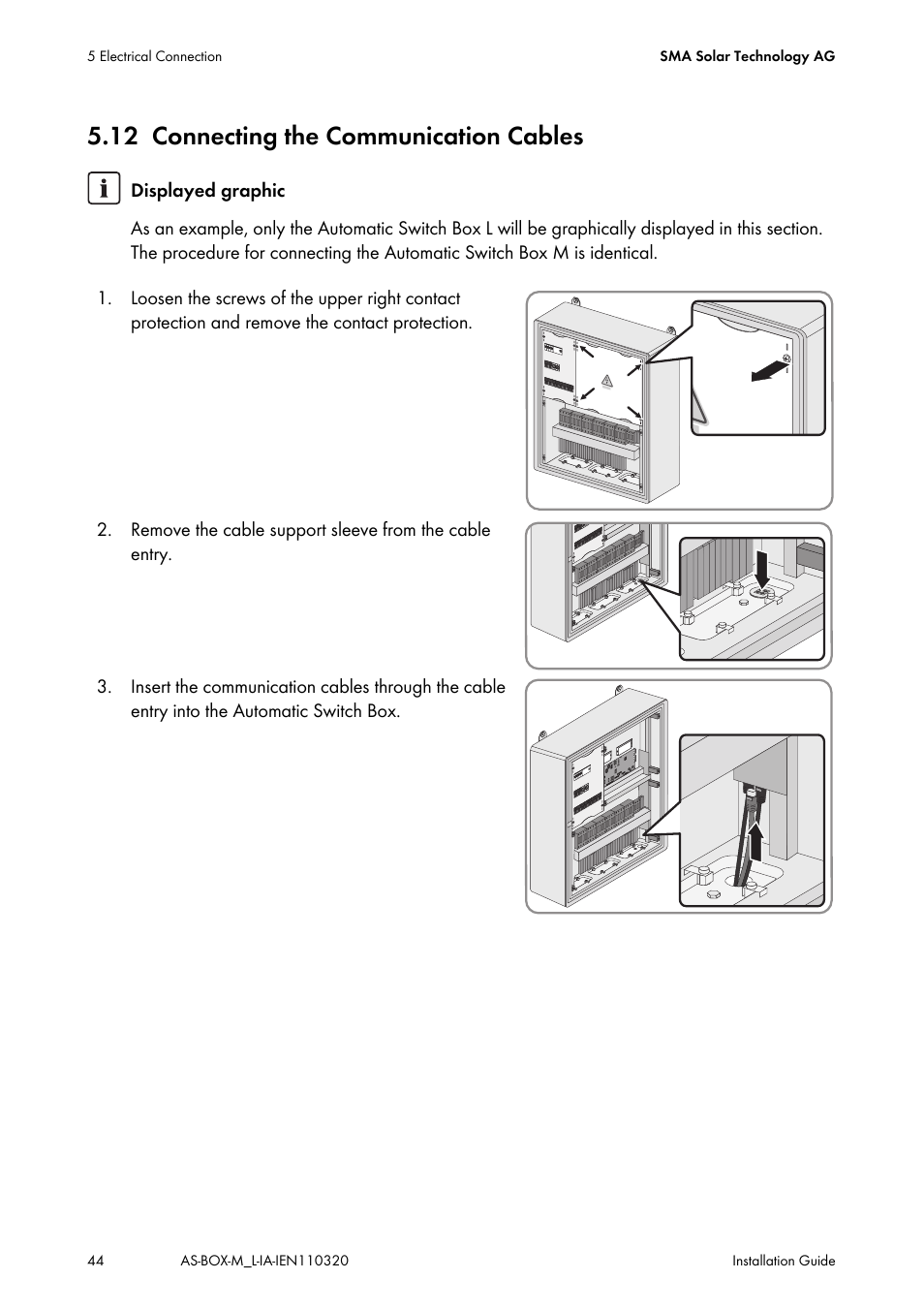 12 connecting the communication cables, Connecting the communication cables | SMA AUTOMATIC SWITCH BOX M-20 User Manual | Page 44 / 64