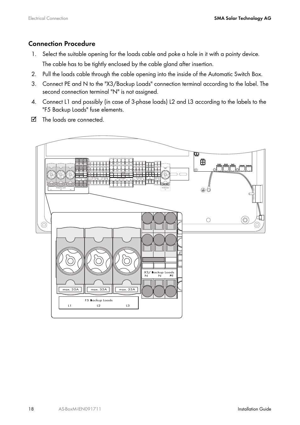 Connection procedure | SMA AUTOMATIC SWITCH BOX M User Manual | Page 18 / 44