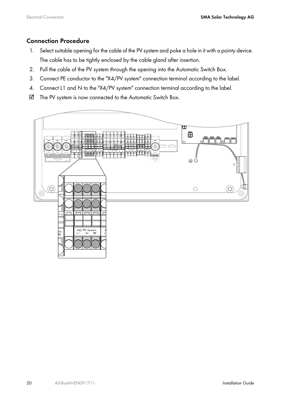 Connection procedure | SMA AUTOMATIC SWITCH BOX M User Manual | Page 20 / 44