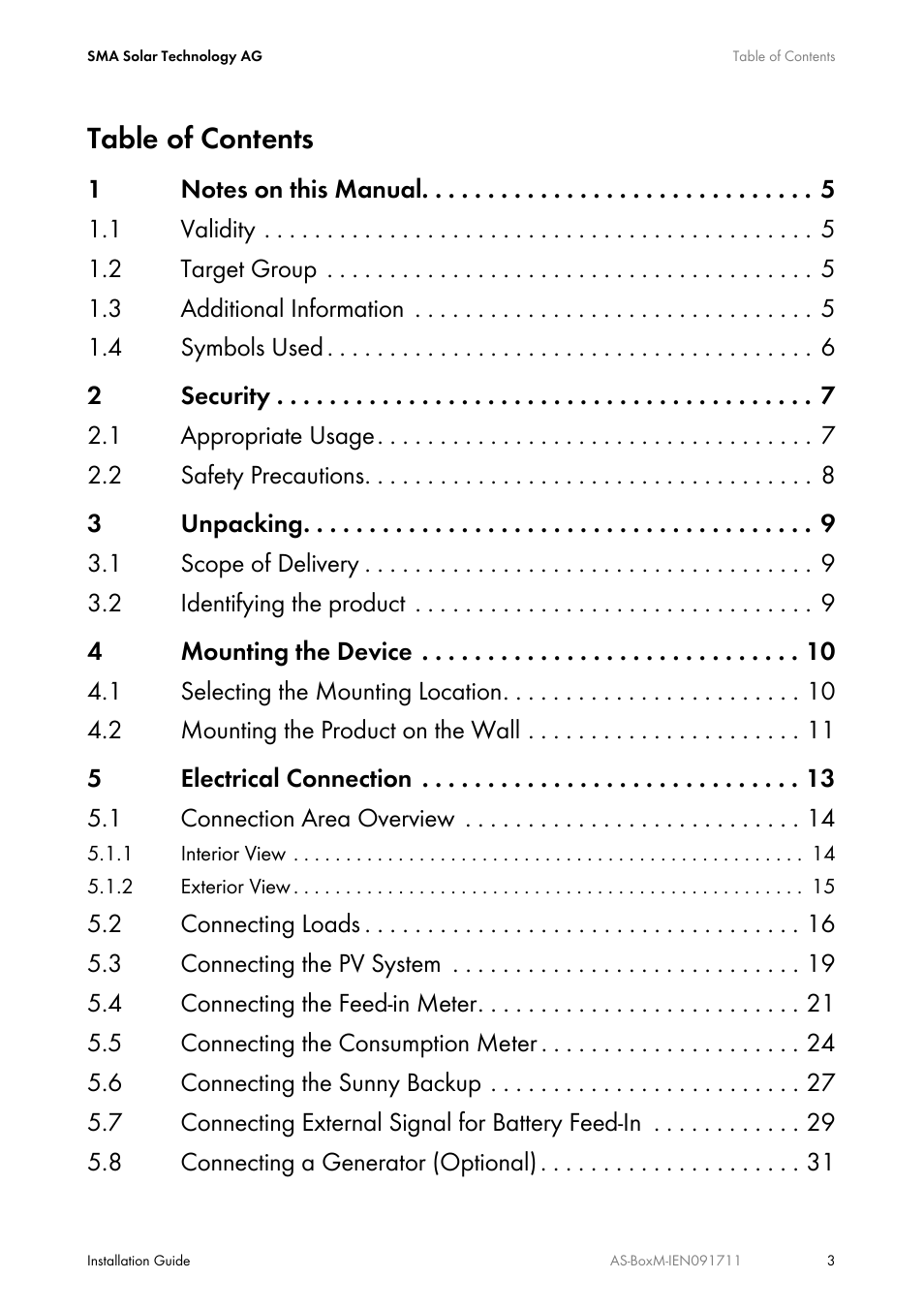 SMA AUTOMATIC SWITCH BOX M User Manual | Page 3 / 44