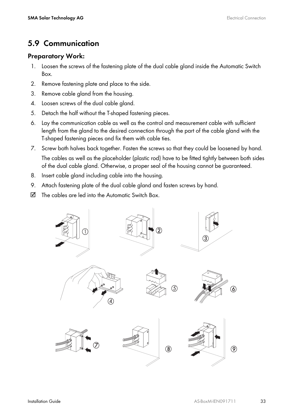 9 communication, Communication | SMA AUTOMATIC SWITCH BOX M User Manual | Page 33 / 44