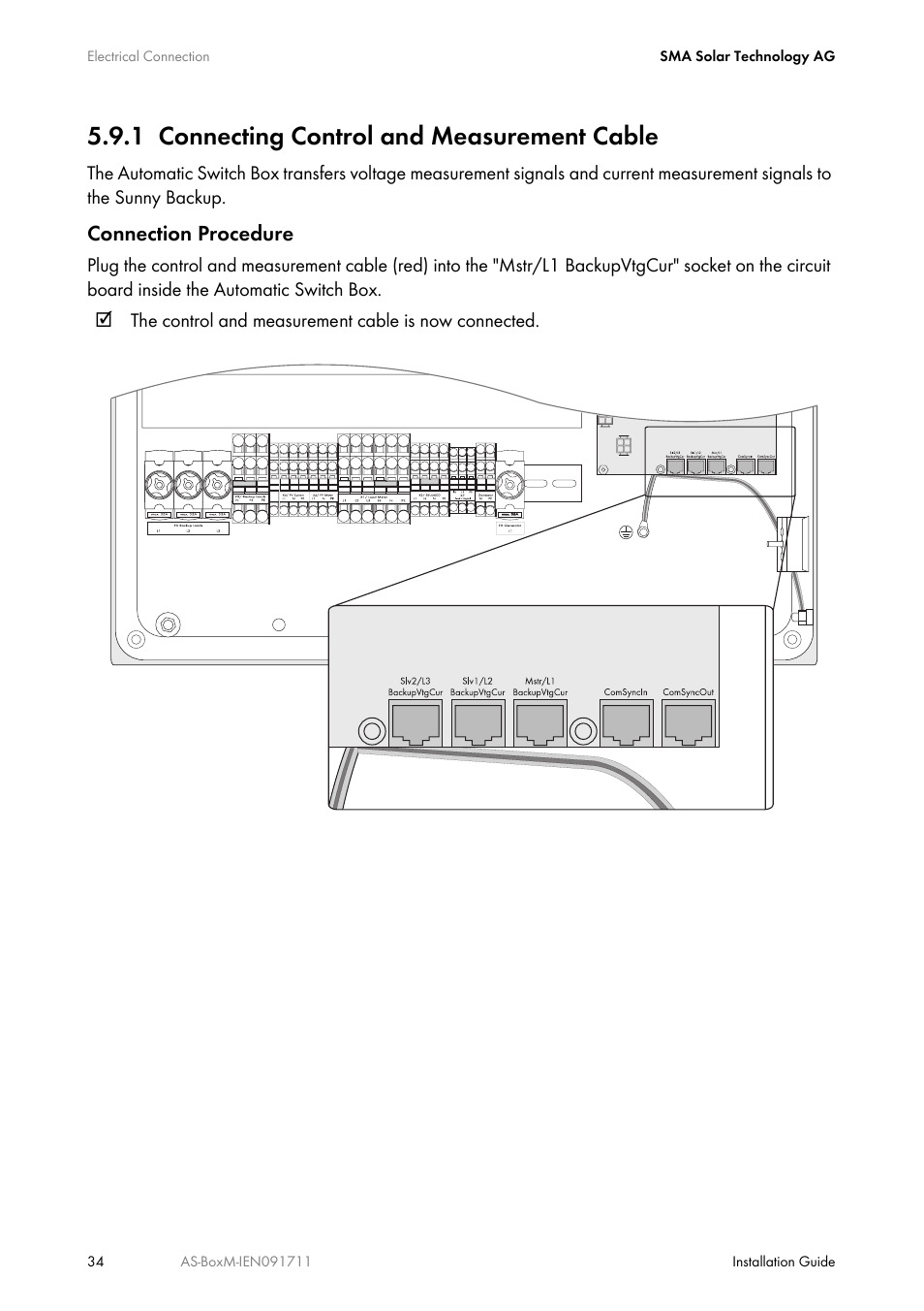 1 connecting control and measurement cable, Connecting control and measurement cable, Connection procedure | SMA AUTOMATIC SWITCH BOX M User Manual | Page 34 / 44