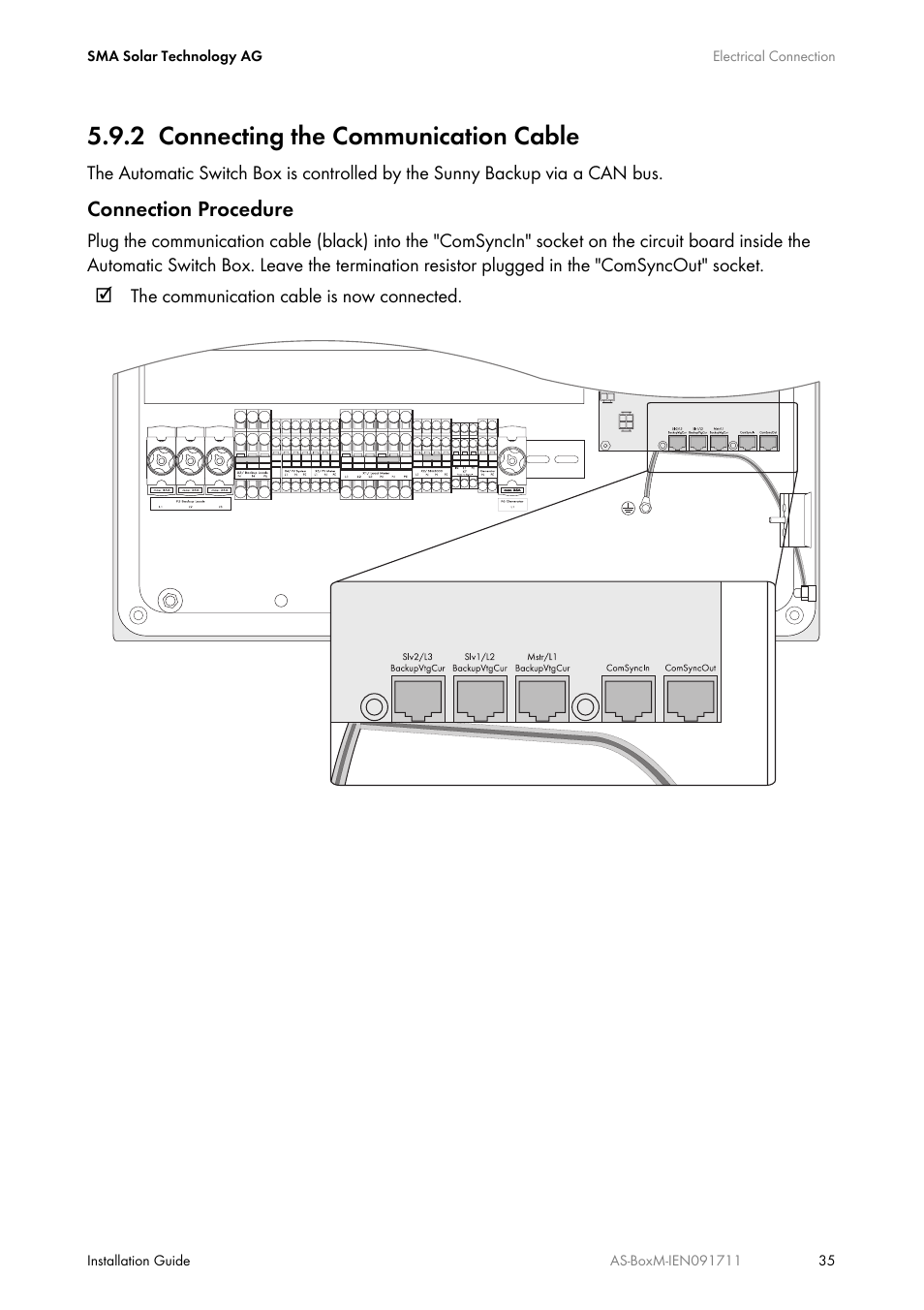 2 connecting the communication cable, Connecting the communication cable, Connection procedure | SMA AUTOMATIC SWITCH BOX M User Manual | Page 35 / 44