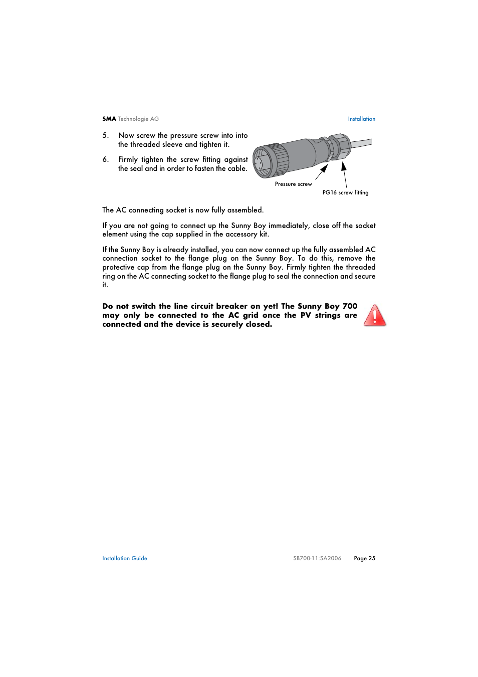 SMA SB 700 User Manual | Page 25 / 52