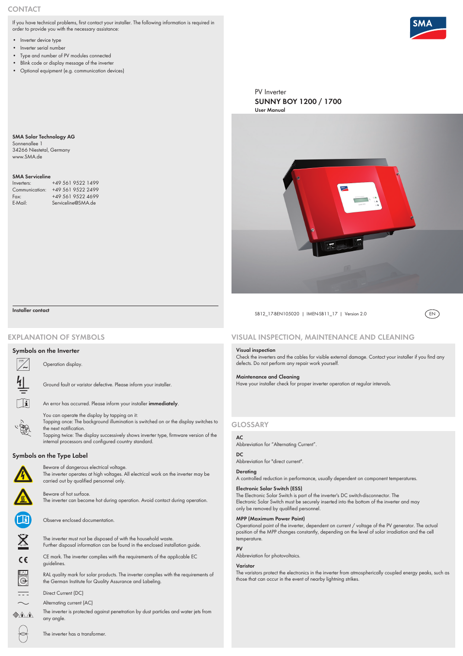 SMA SB 1200 User Manual | 2 pages