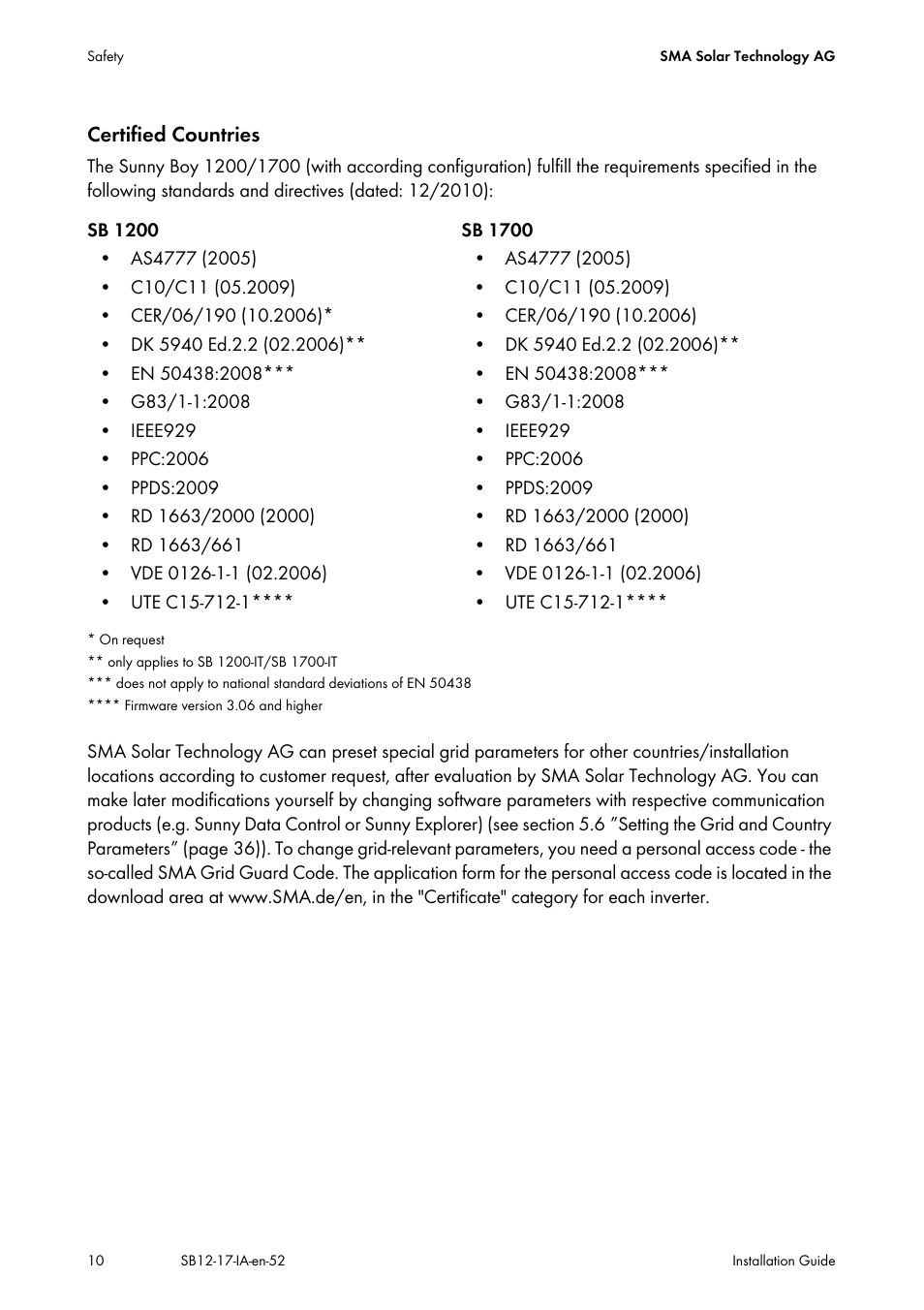 SMA SB 1200 Installation User Manual | Page 10 / 72