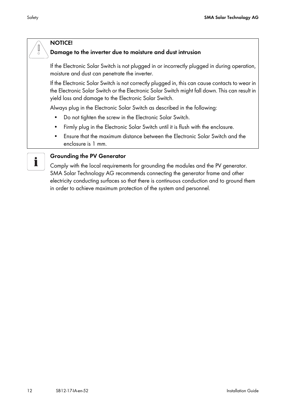 SMA SB 1200 Installation User Manual | Page 12 / 72