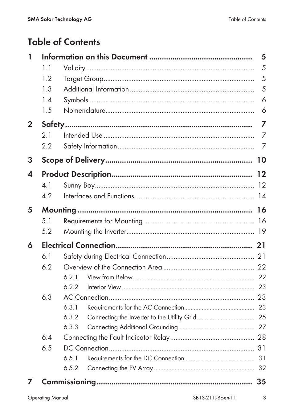 SMA SB 1300TL User Manual | Page 3 / 58