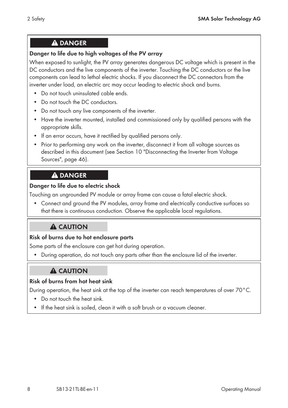 SMA SB 1300TL User Manual | Page 8 / 58