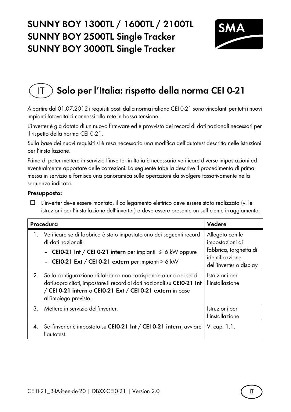 SMA SB 1300TL Installation User Manual | 12 pages