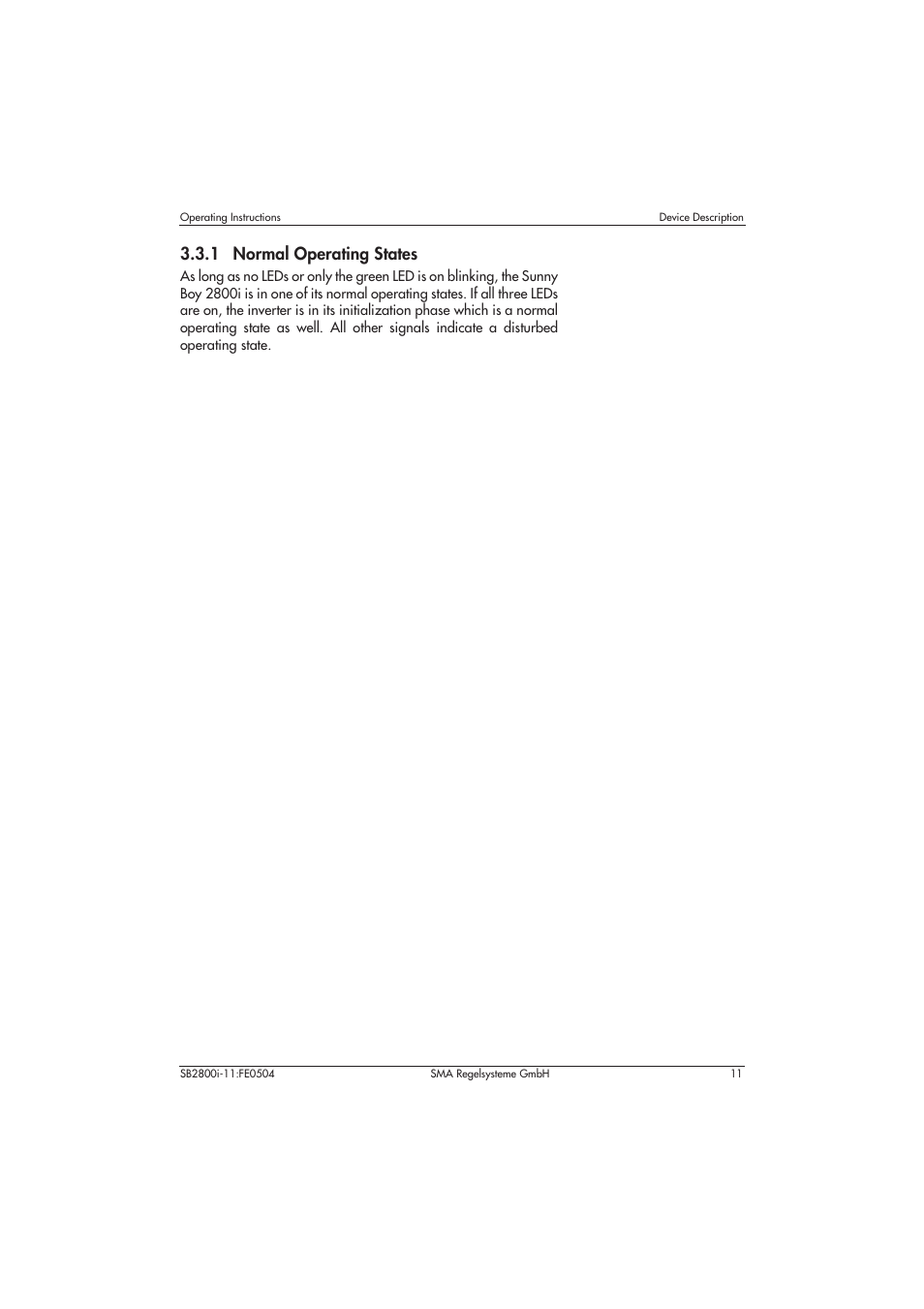 1 normal operating states | SMA SB 2800i User Manual | Page 13 / 50