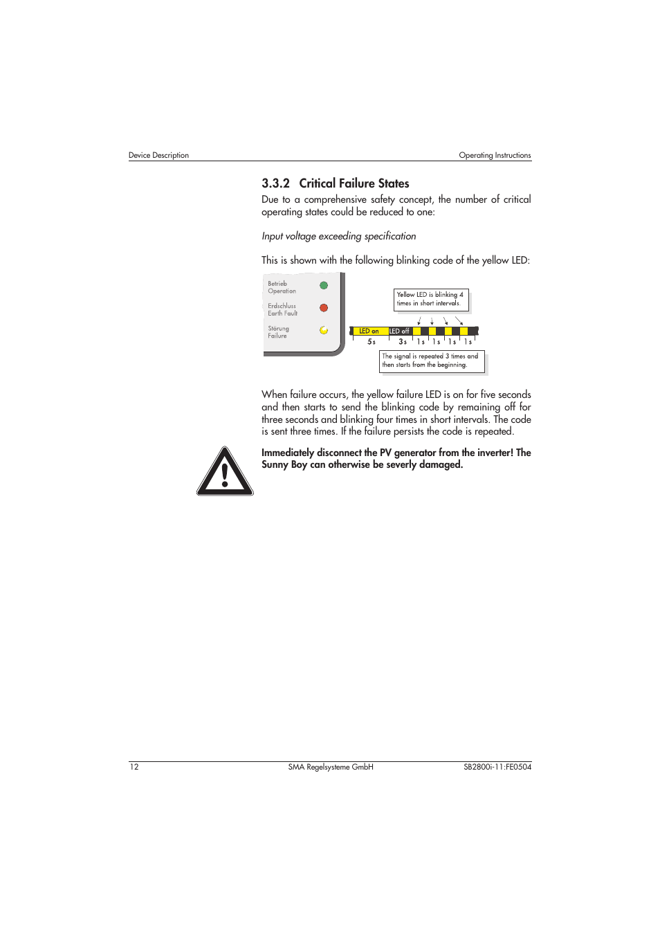 2 critical failure states | SMA SB 2800i User Manual | Page 14 / 50