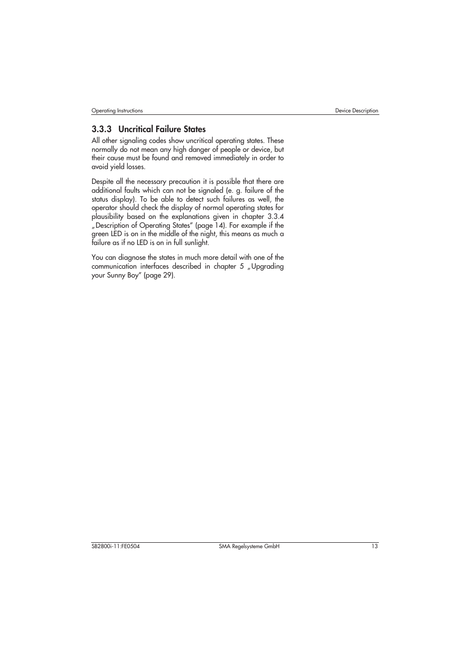 3 uncritical failure states | SMA SB 2800i User Manual | Page 15 / 50