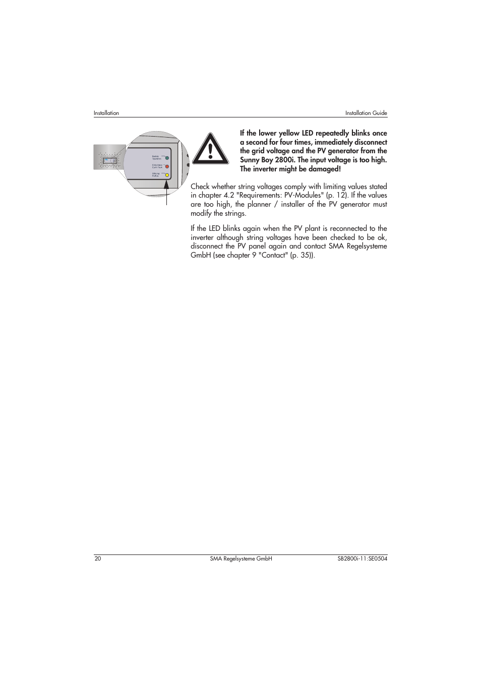 SMA SB 2800i Installation User Manual | Page 22 / 40
