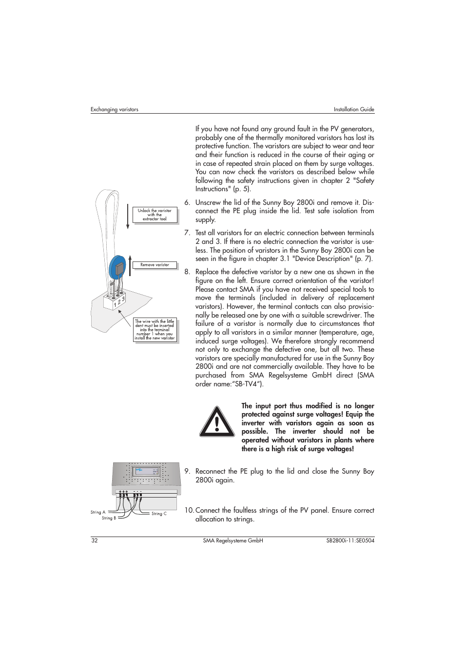 SMA SB 2800i Installation User Manual | Page 34 / 40