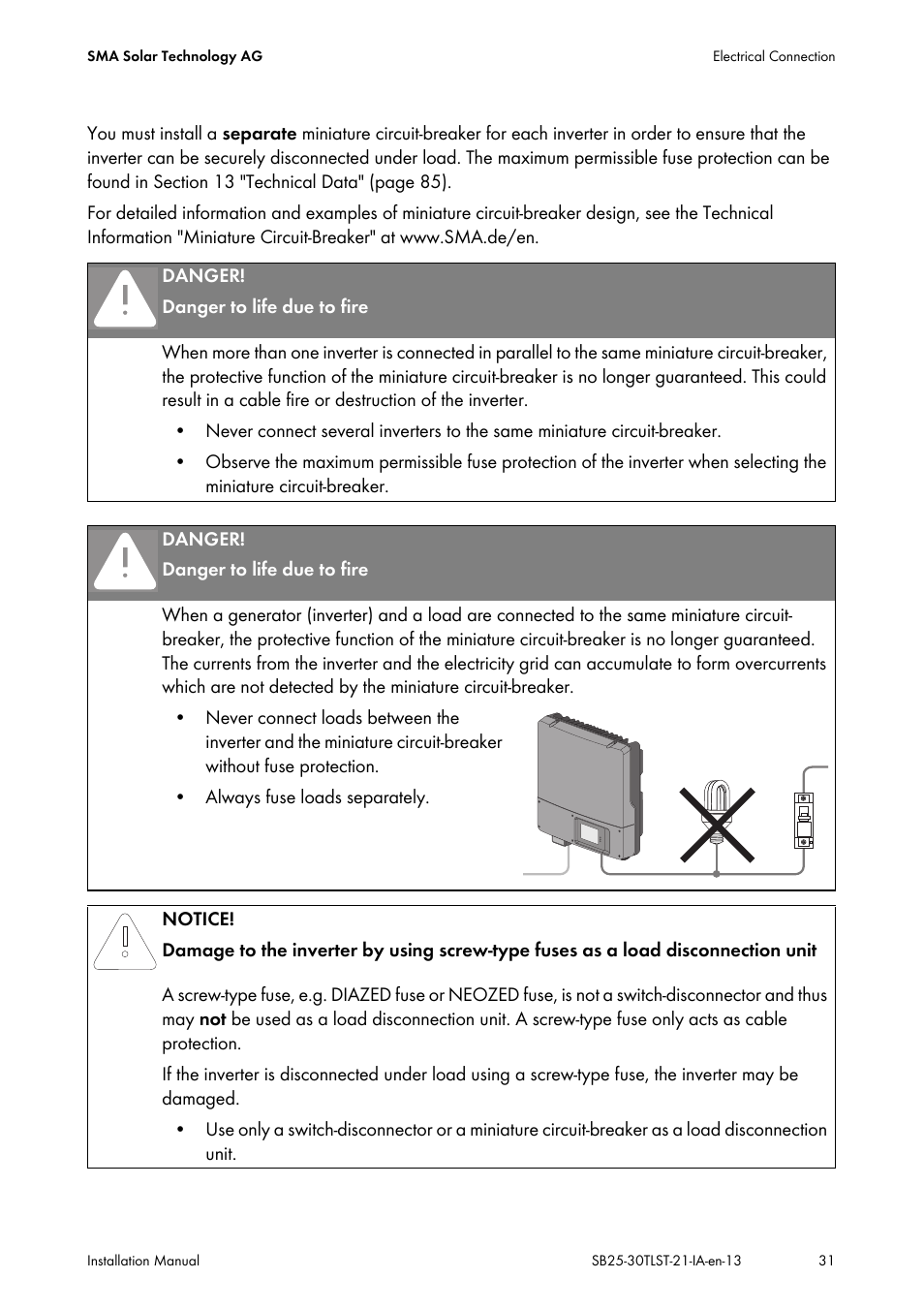 SMA SB 2500TL-21 Installation User Manual | Page 31 / 96