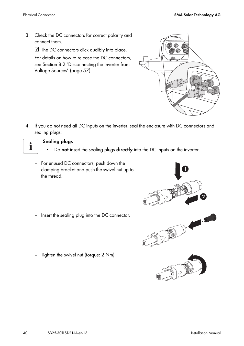 SMA SB 2500TL-21 Installation User Manual | Page 40 / 96