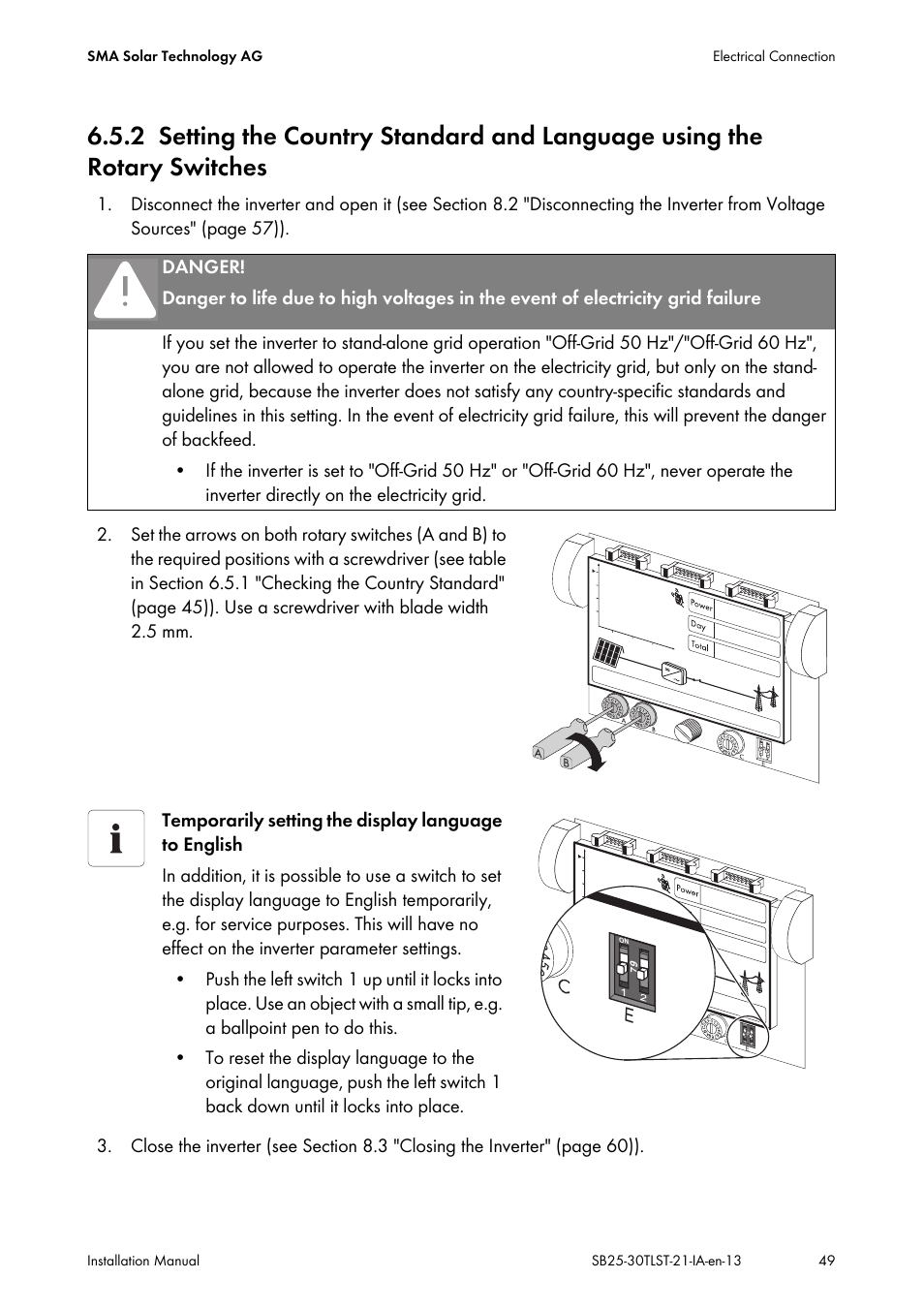 SMA SB 2500TL-21 Installation User Manual | Page 49 / 96