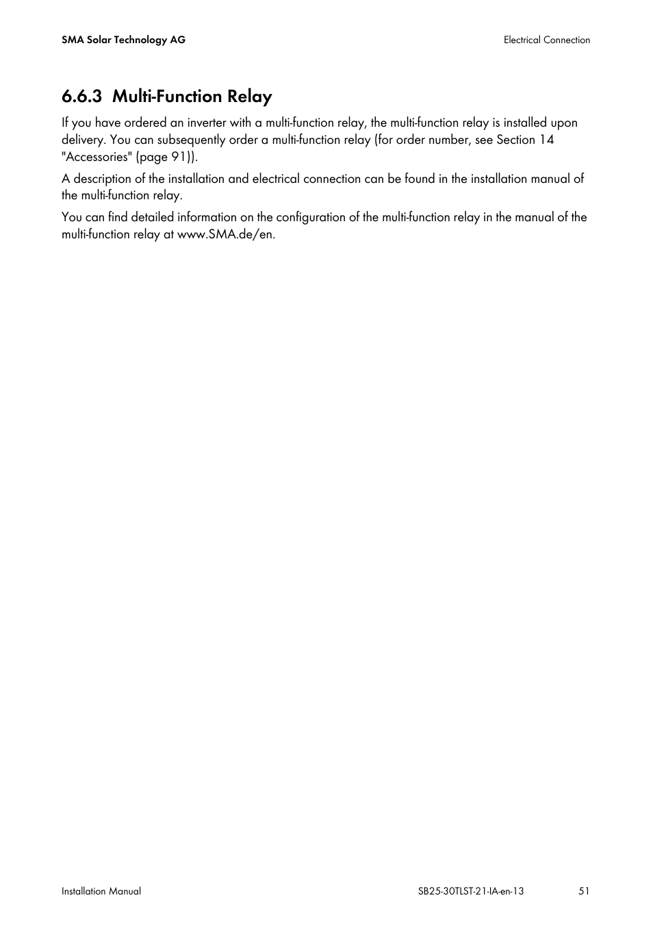 3 multi-function relay, Multi-function relay | SMA SB 2500TL-21 Installation User Manual | Page 51 / 96
