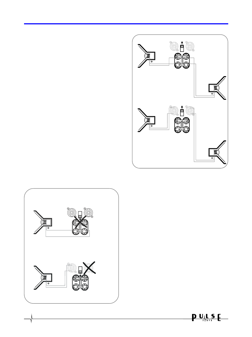 Outputs, Stereo operation, Bridge mono operation | Stereo operation bridge mono operation, 8outputs | Crown 2-650 User Manual | Page 8 / 22