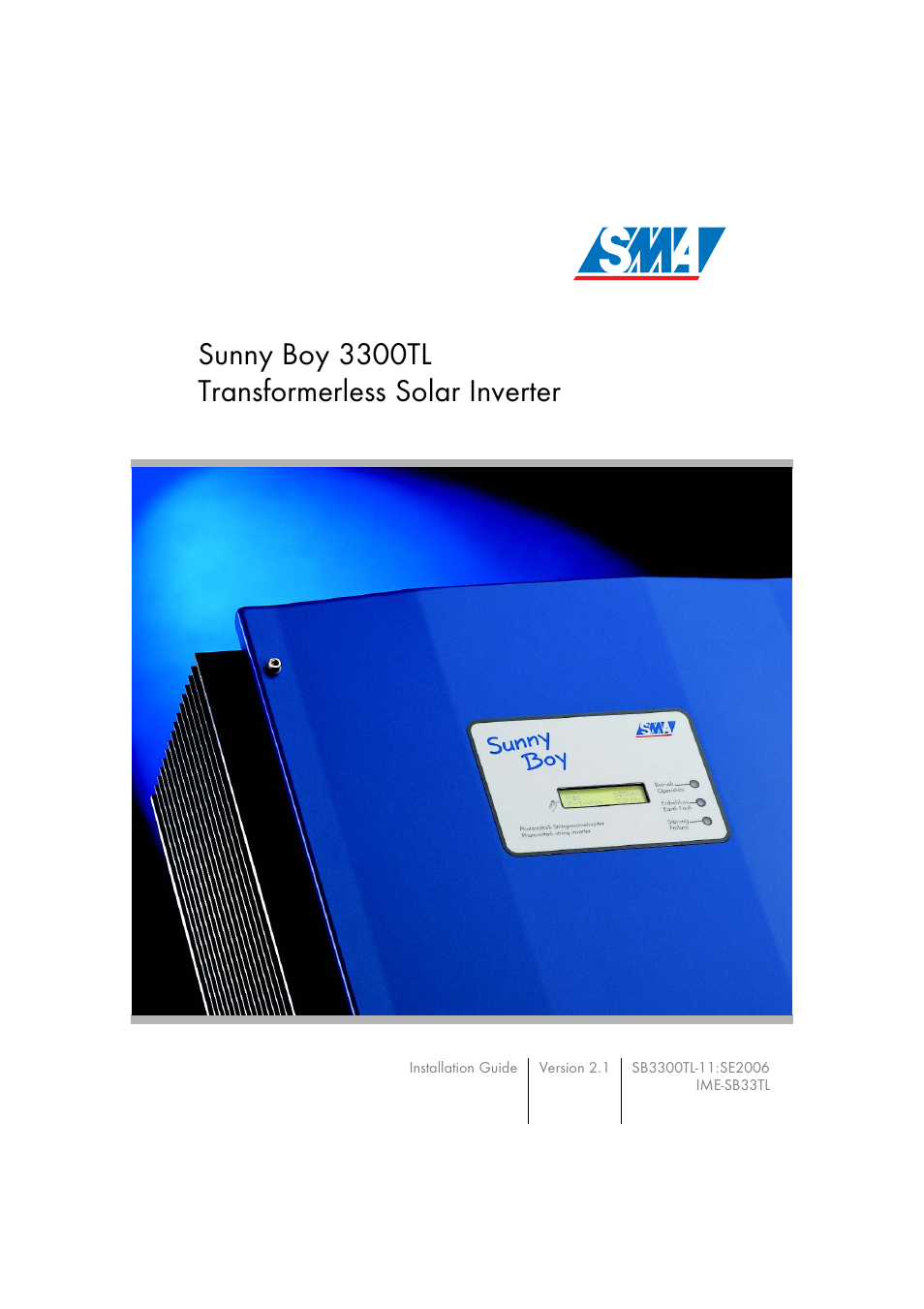 SMA SB 3300TL Installation User Manual | 41 pages