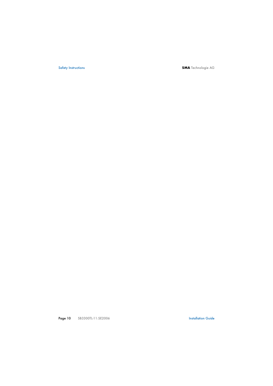 SMA SB 3300TL Installation User Manual | Page 10 / 41