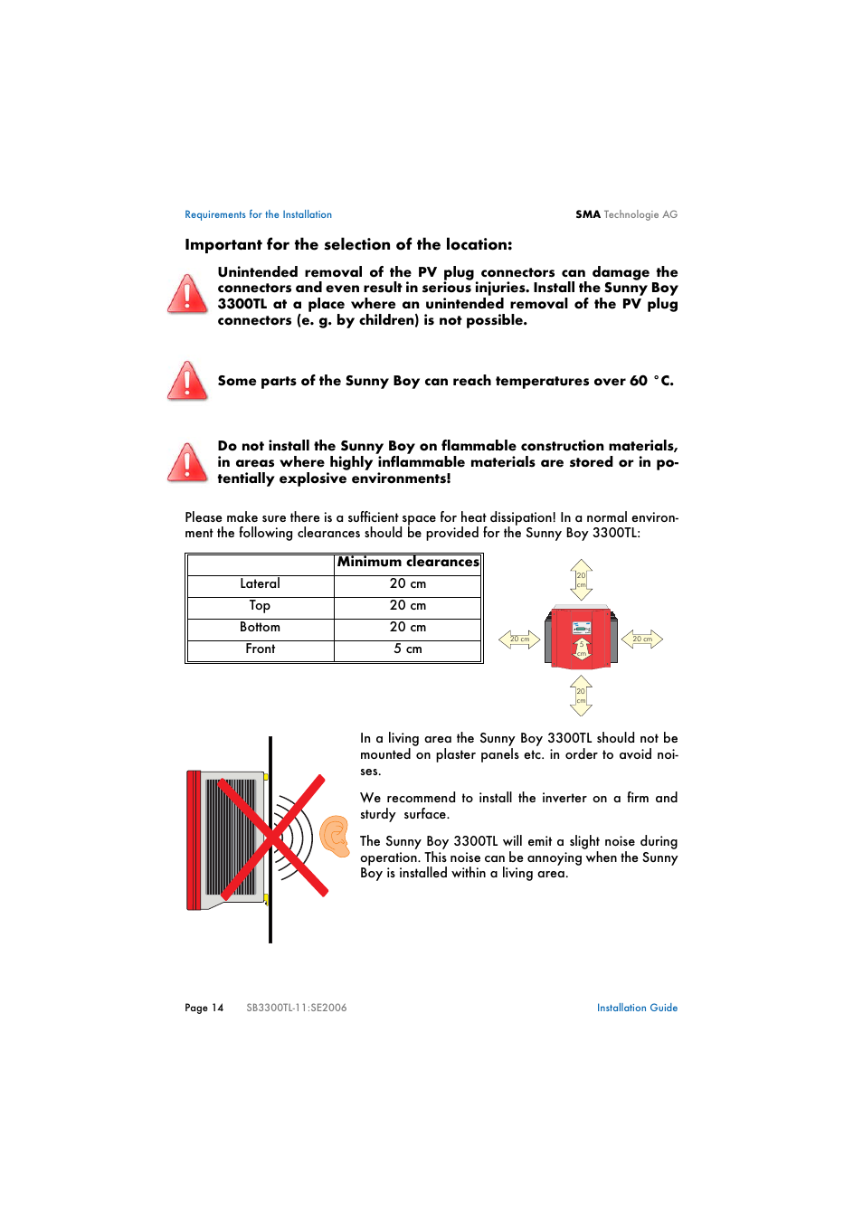 SMA SB 3300TL Installation User Manual | Page 14 / 41