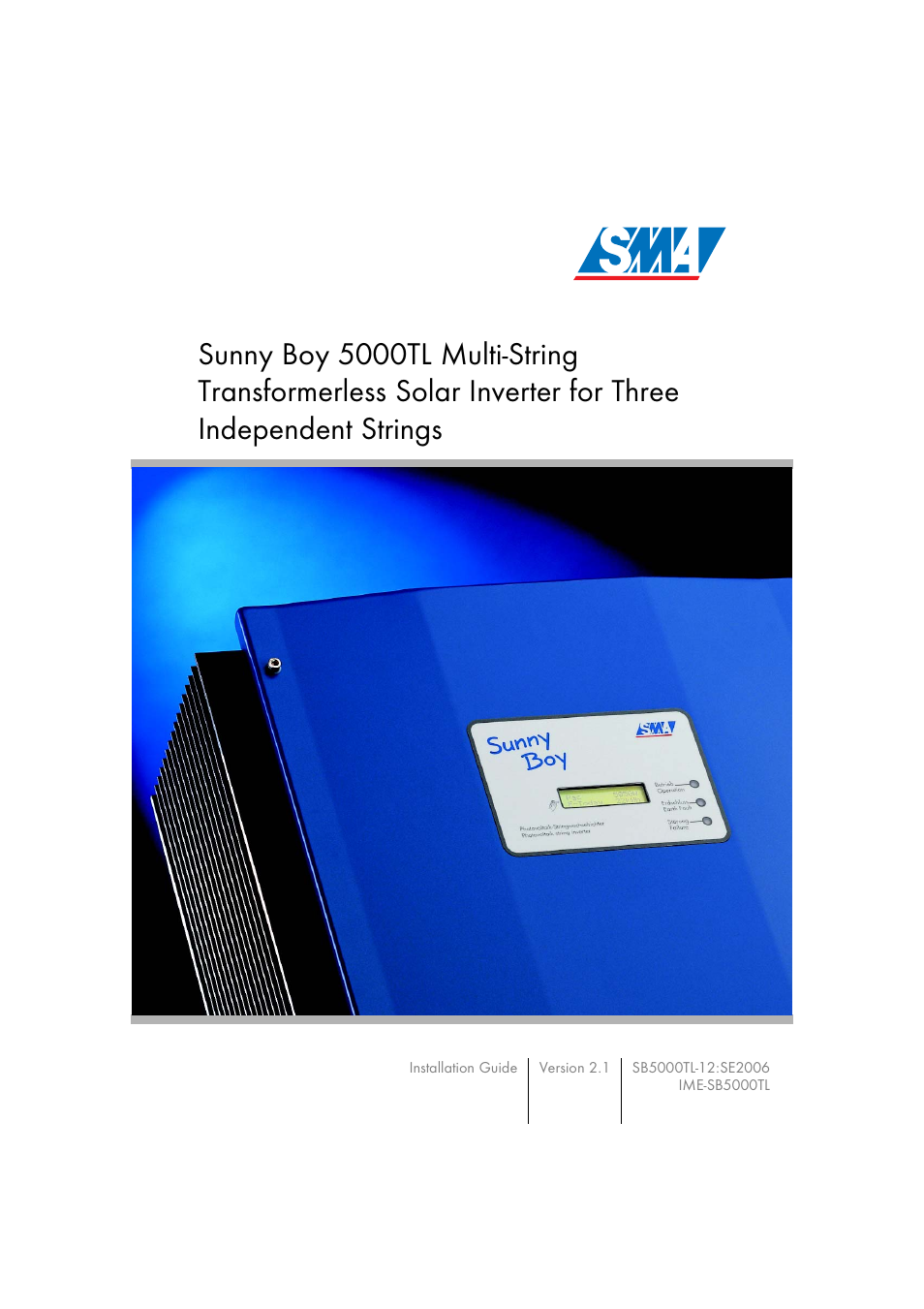 SMA SB 5000TL Multi-String Installation User Manual | 42 pages