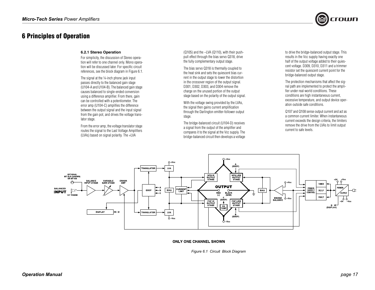 6 principles of operation | Crown Audio MT-601 User Manual | Page 17 / 28