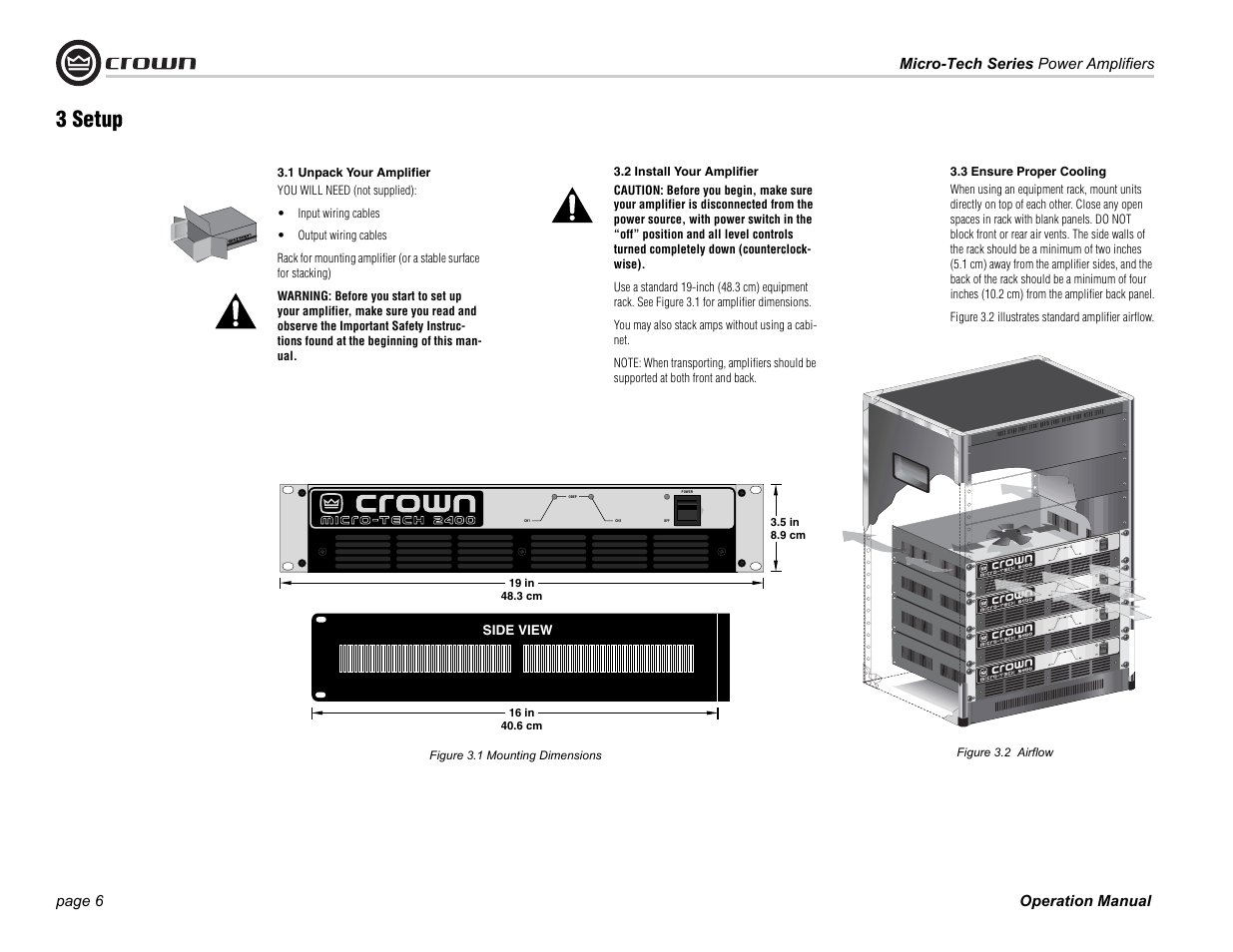 3 setup | Crown Audio MT-601 User Manual | Page 6 / 28