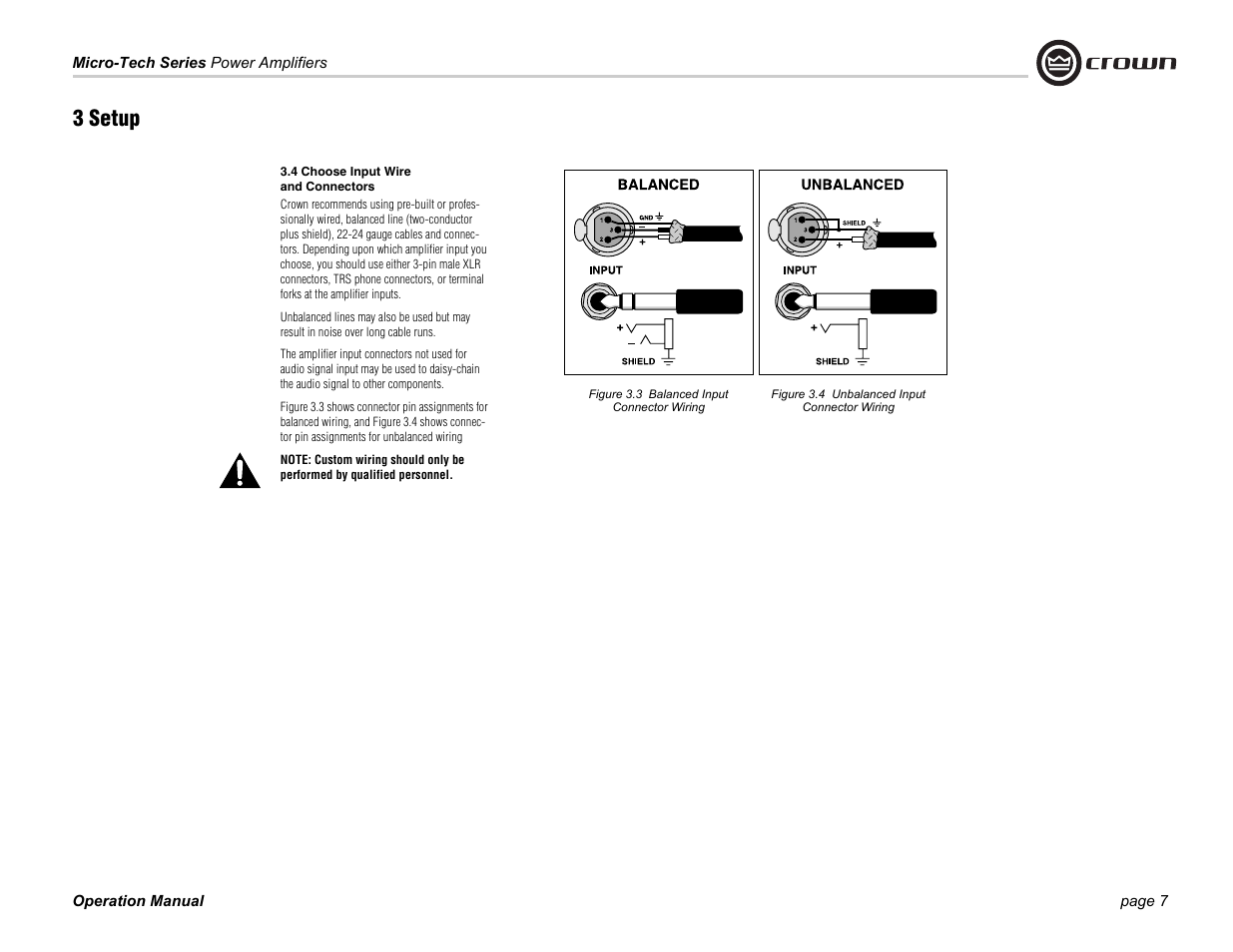 3 setup | Crown Audio MT-601 User Manual | Page 7 / 28