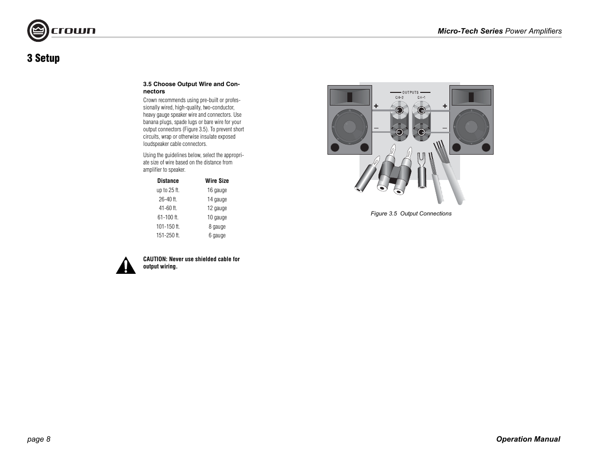 3 setup | Crown Audio MT-601 User Manual | Page 8 / 28