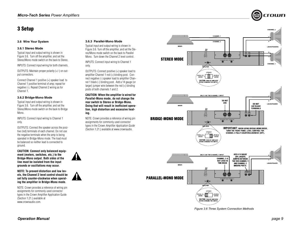 3 setup | Crown Audio MT-601 User Manual | Page 9 / 28