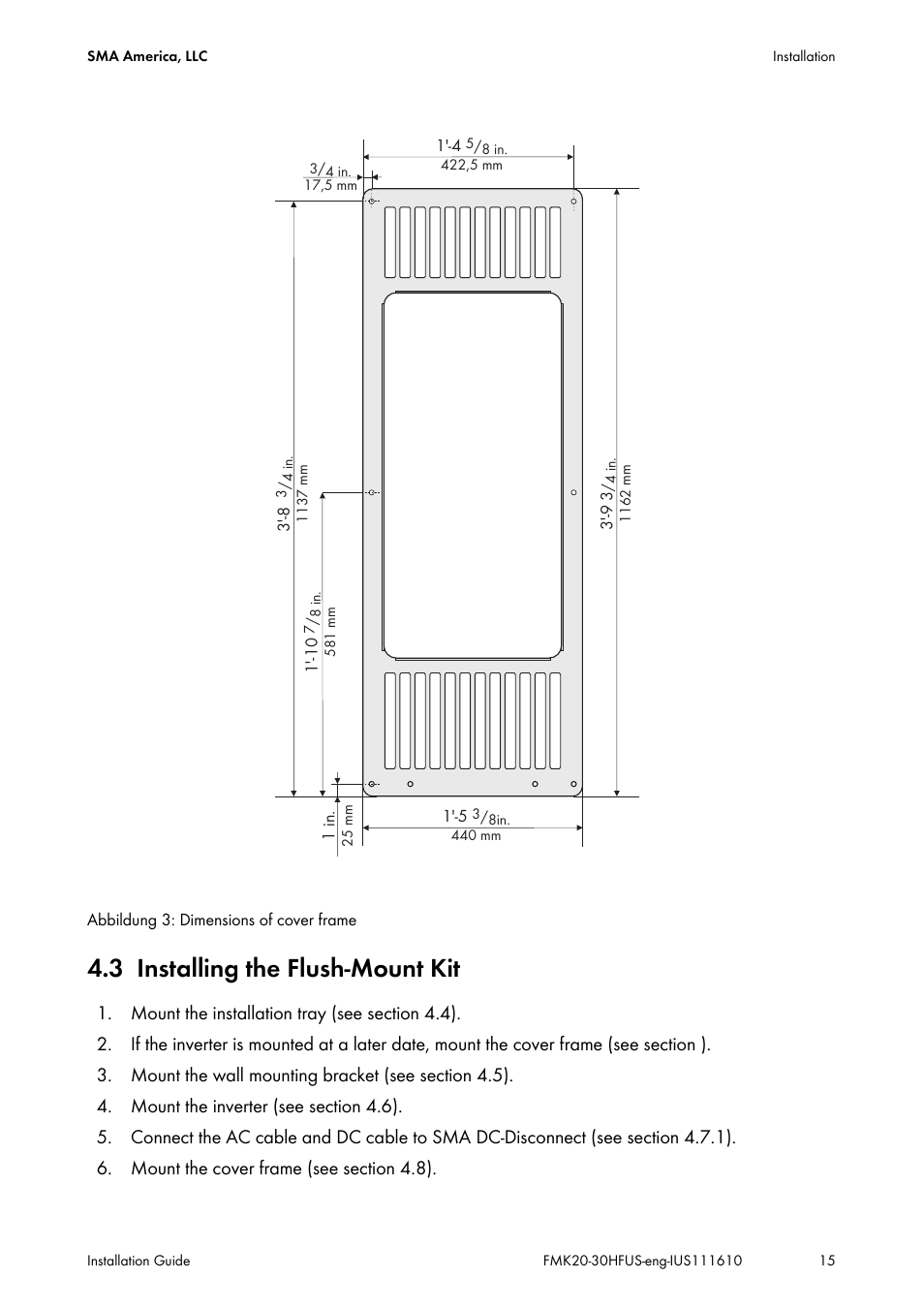 3 installing the flush‑mount kit, Installing the flush‑mount kit | SMA SB 2000HF-US Installation User Manual | Page 15 / 32