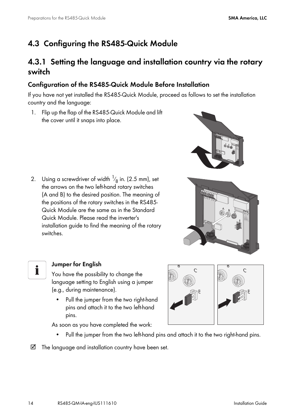 3 configuring the rs485-quick module, Configuring the rs485 quick module | SMA RS485-Quick Module User Manual | Page 14 / 32