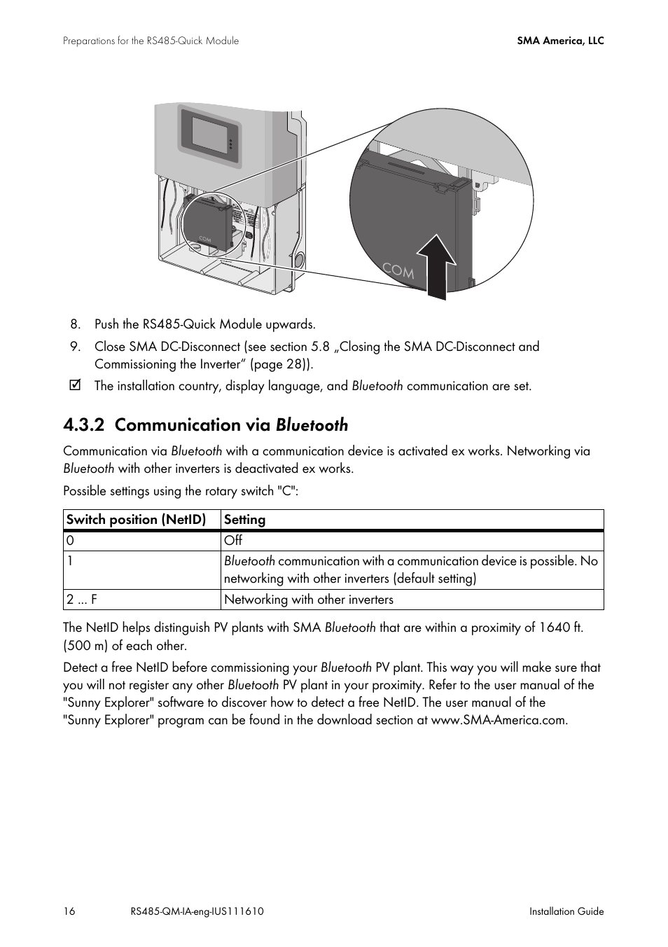 2 communication via bluetooth, Communication via bluetooth, N 4.3.2 „communication via | SMA RS485-Quick Module User Manual | Page 16 / 32