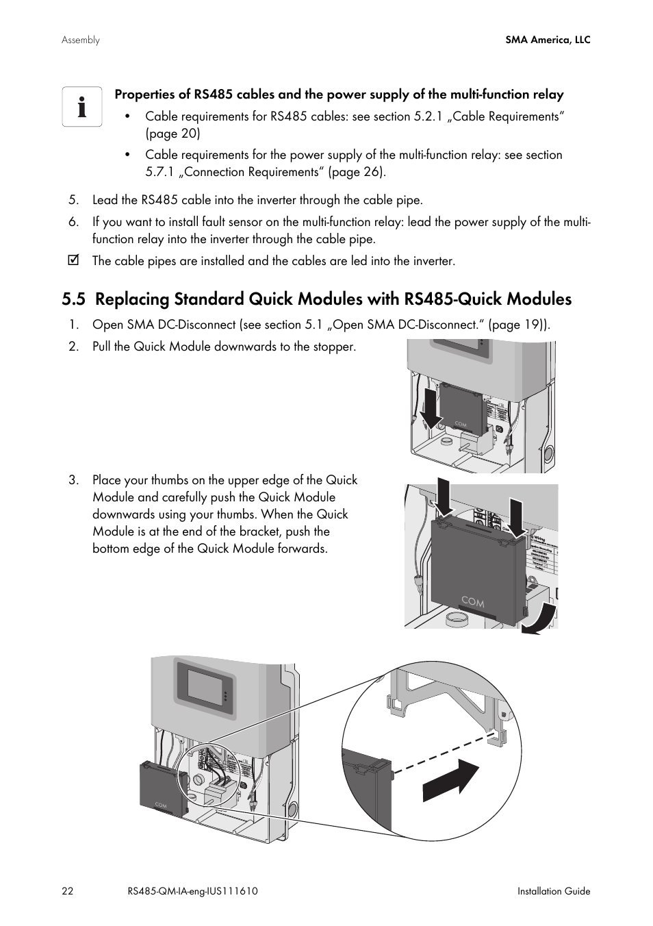 Replacing standard quick modules with, Rs485 quick modules | SMA RS485-Quick Module User Manual | Page 22 / 32