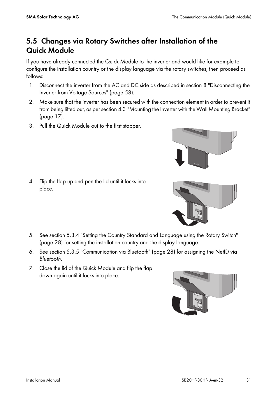 Quick module | SMA SB 2000HF-30 Installation User Manual | Page 31 / 96