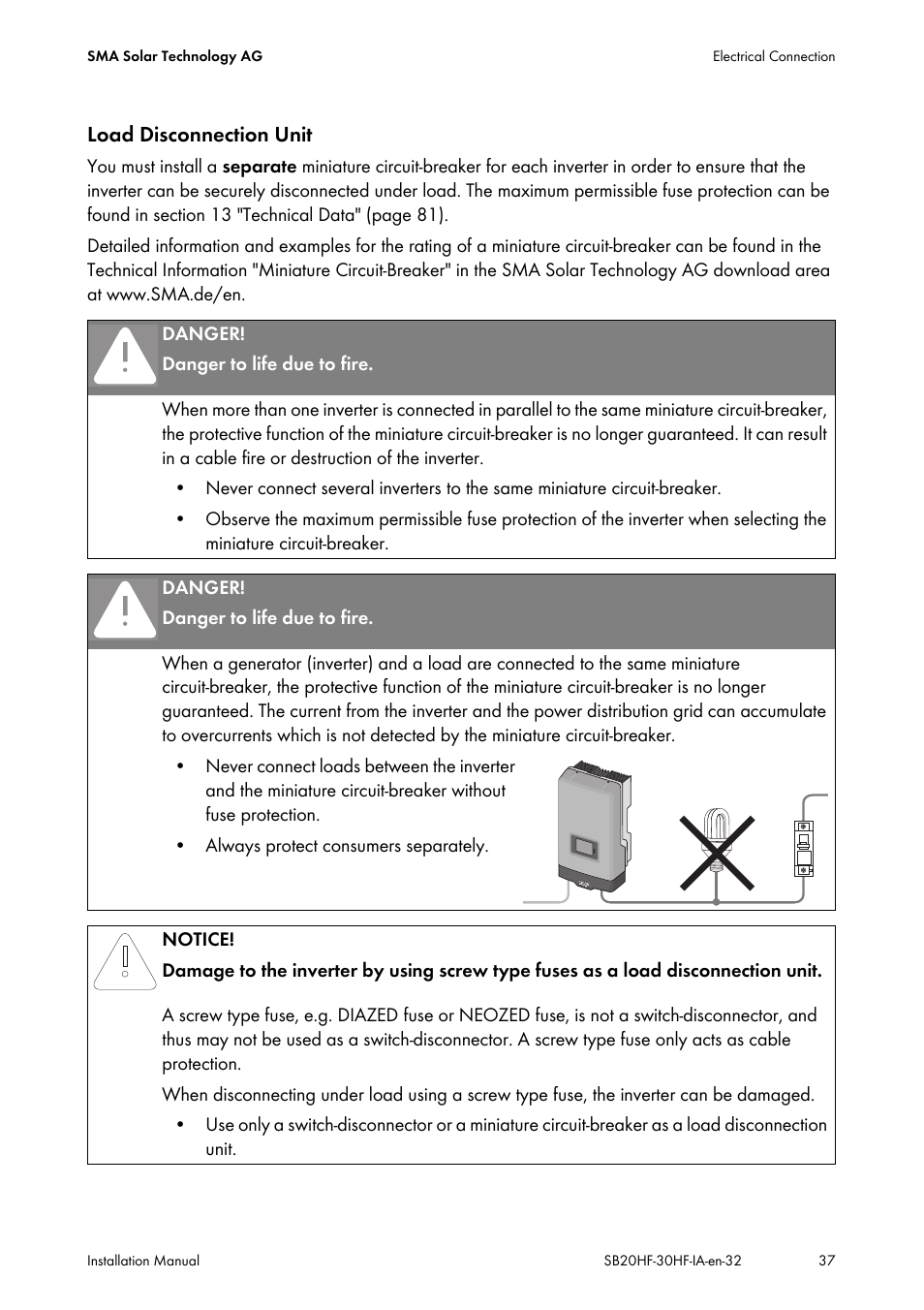 SMA SB 2000HF-30 Installation User Manual | Page 37 / 96