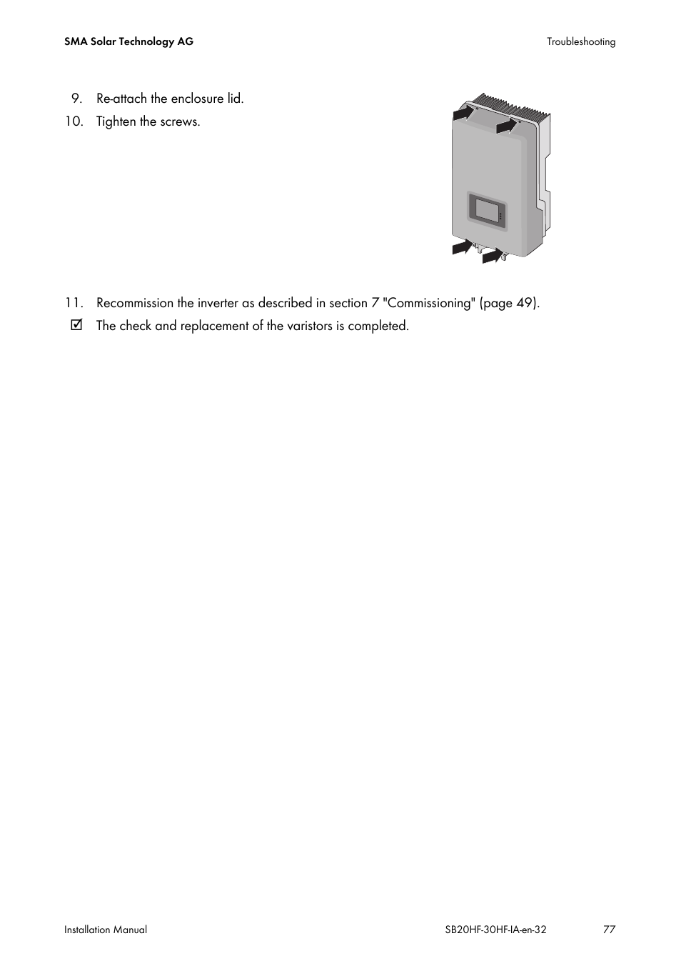 SMA SB 2000HF-30 Installation User Manual | Page 77 / 96