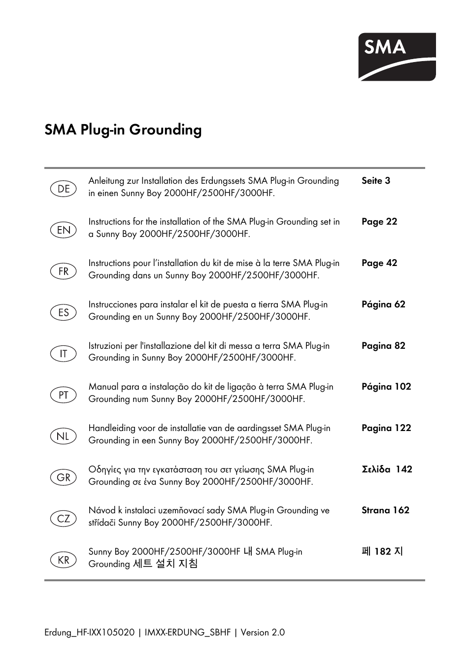 SMA Plug-in Grounding User Manual | 200 pages